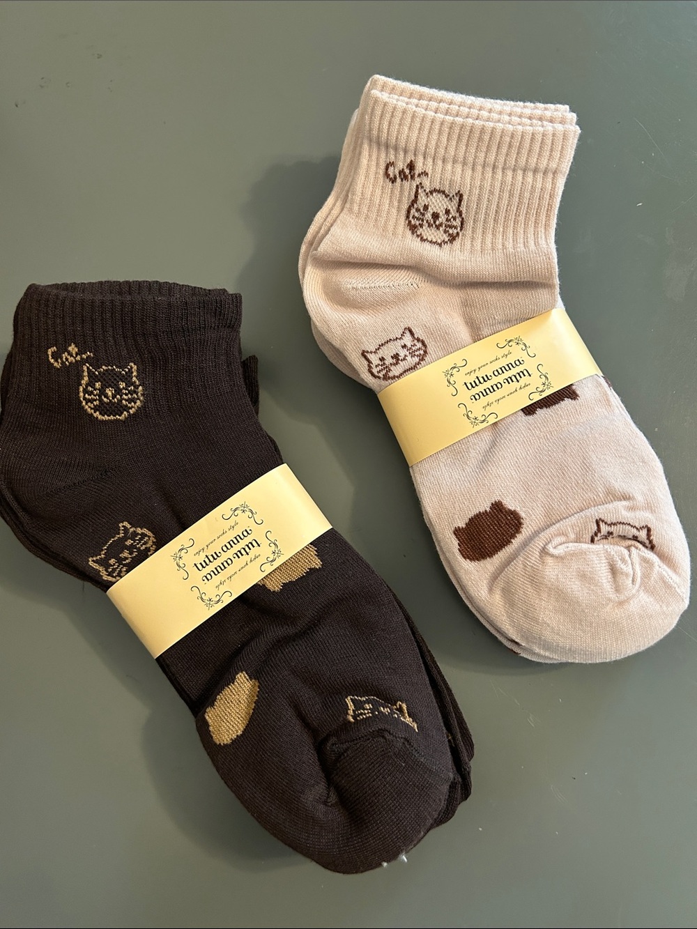 NWT tutu anna Cat Print Ankle Socks - Brown & Cream total 10 pairs.
